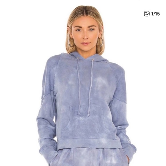LoveShackFancy Tops - LoveShackFancy Lavender Tie-Dye Cropped Hoodie